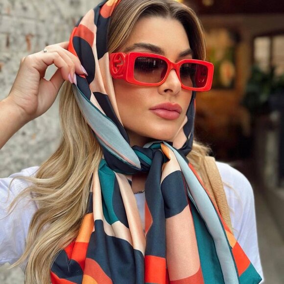 Gucci GG1325S 005 Rectangle Sunglasses - Red/Brown - Picture 4 of 12